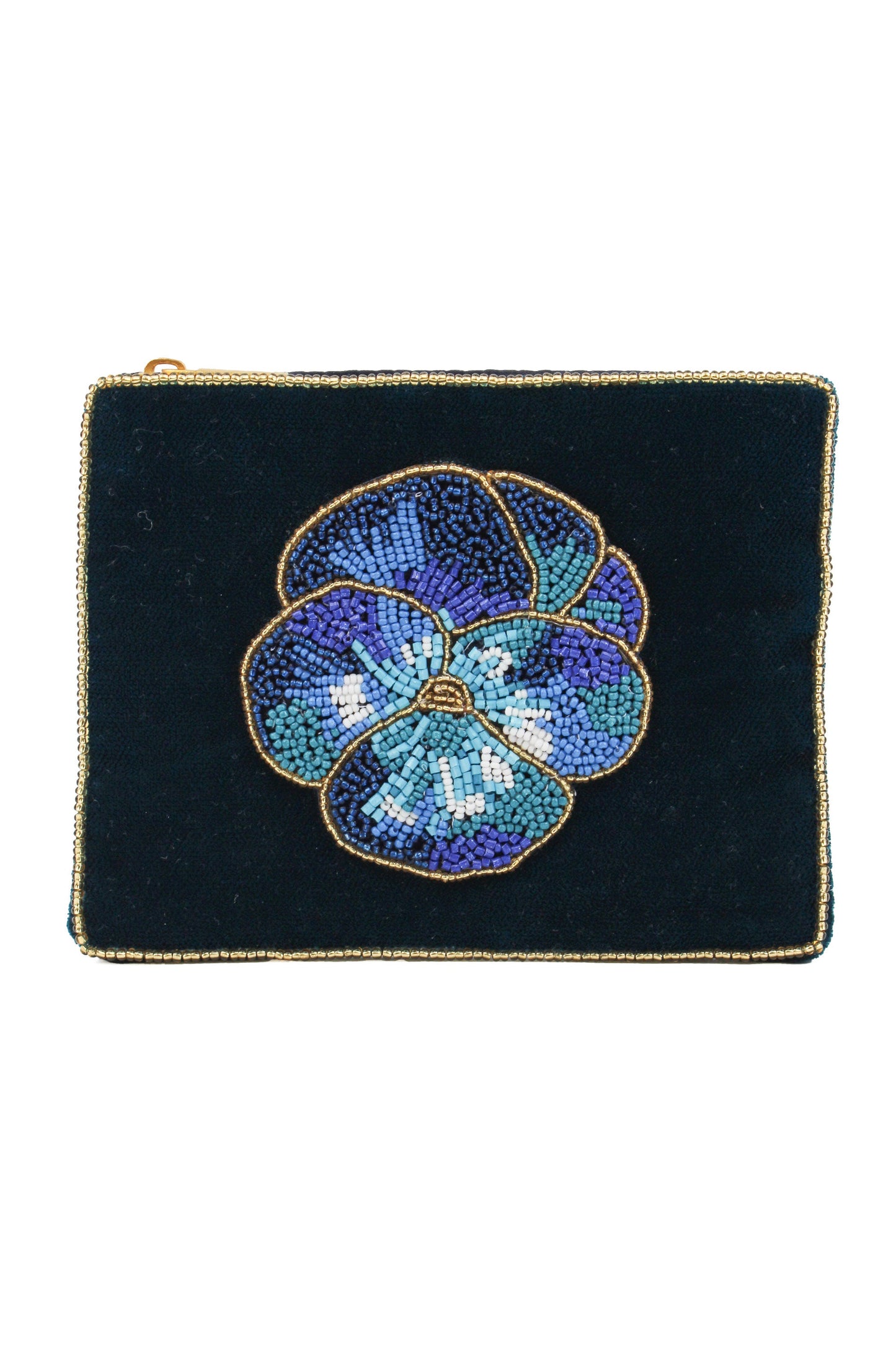 DARK BLUE WINTER PANSY SMALL POUCH