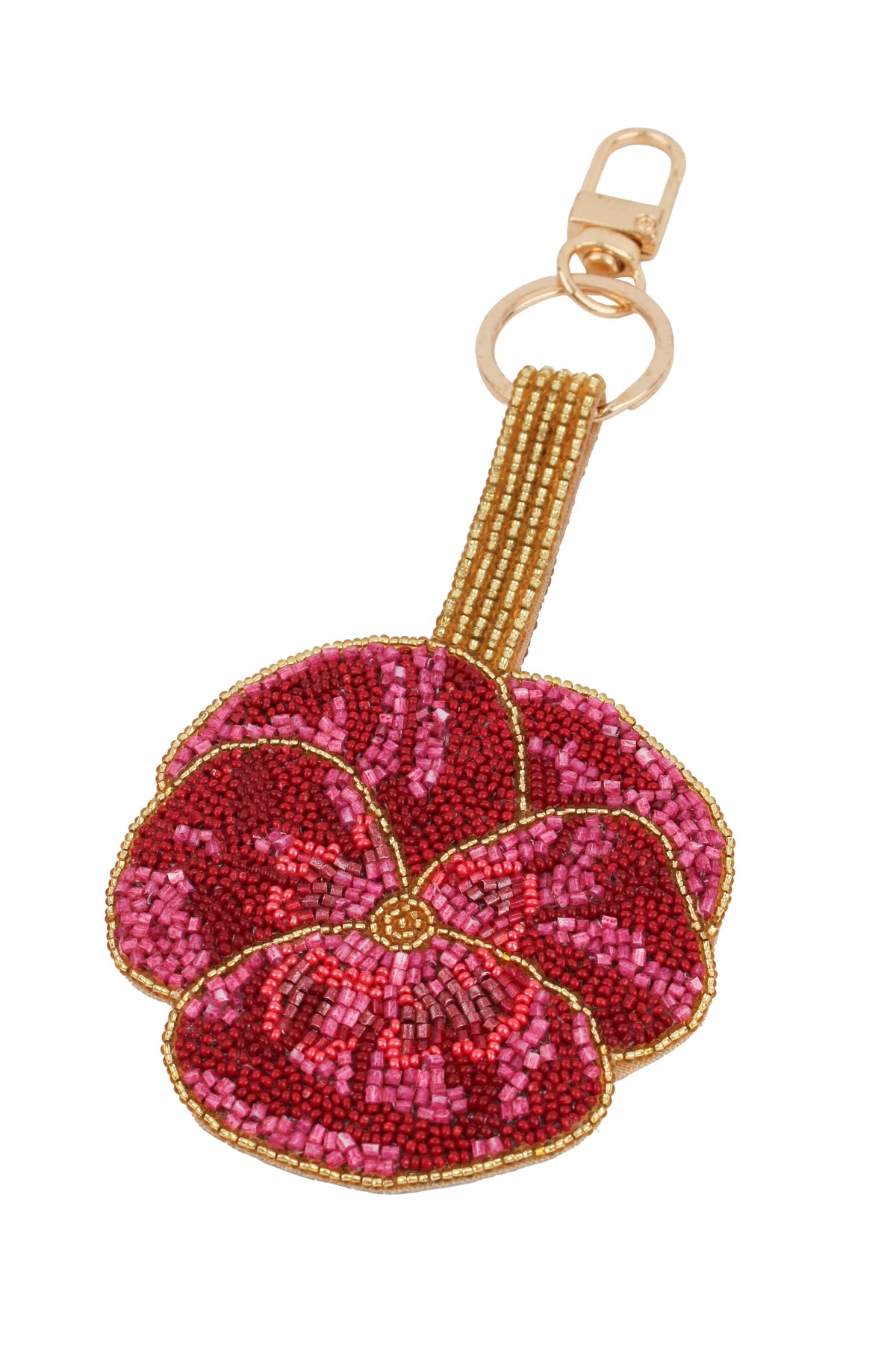 DARK PINK WINTER PANSY KEYRING