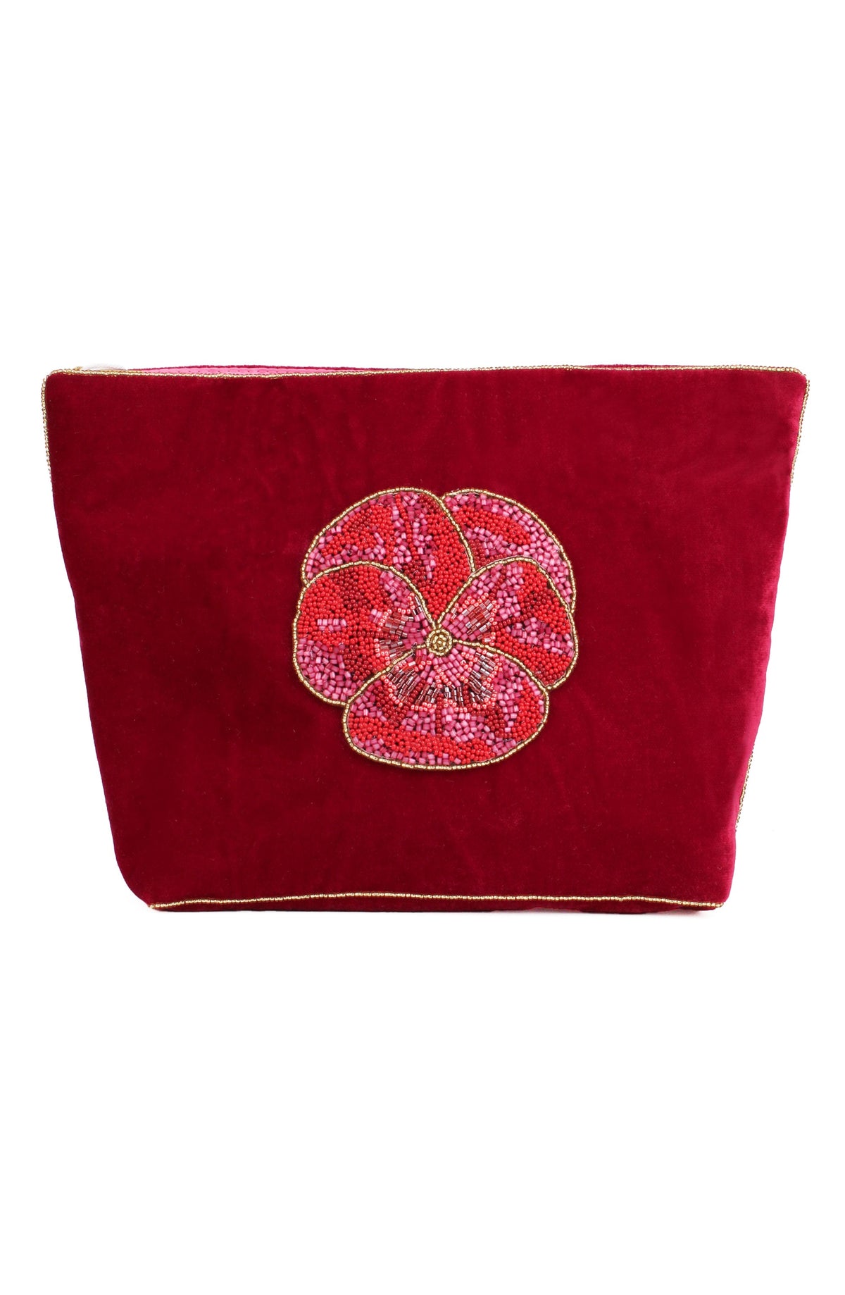 DARK PINK WINTER PANSY LARGE POUCH
