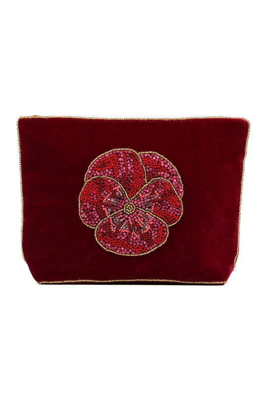 DARK PINK WINTER PANSY MEDIUM POUCH