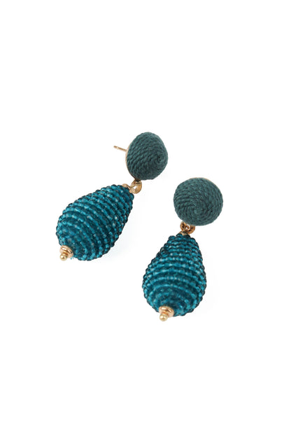 DARK TEAL BEADED DROP EARRINGS