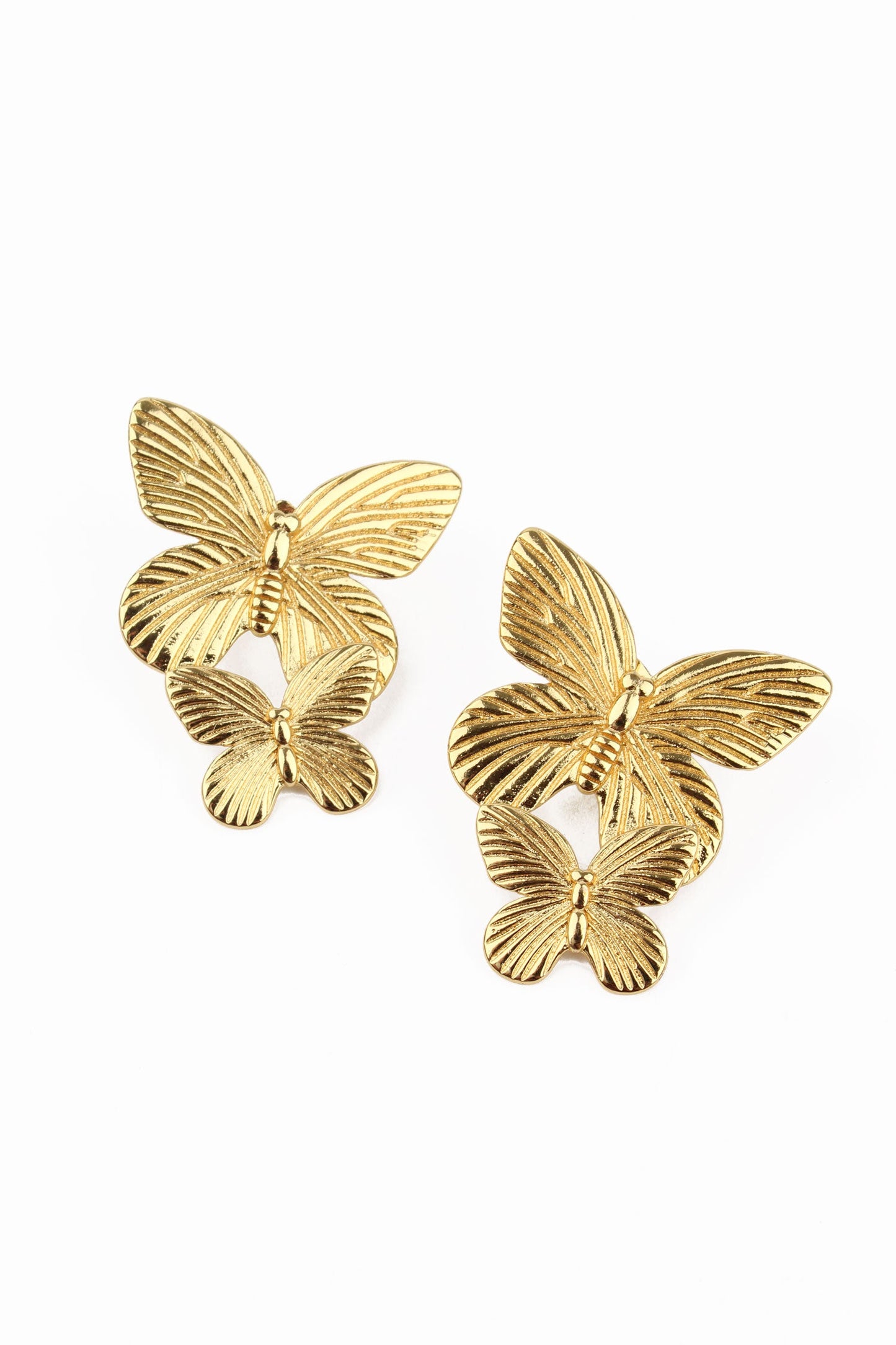 DOUBLE BUTTERFLY DROP EARRINGS