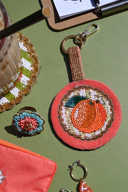 SUMMER ORANGE ROUND KEYRING/BAG CHARM