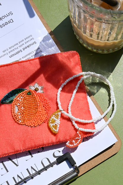 LEMON SLICE ON PEARL SEED BEAD BRACELET