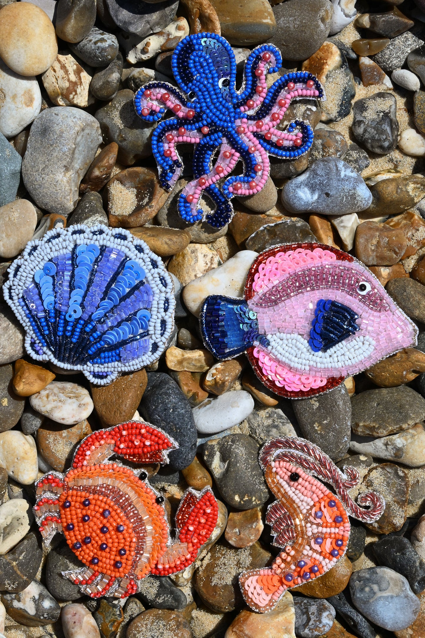 BLUE SHELL BROOCH