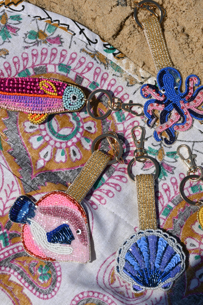 BLUE AND PINK FISH KEYRING/BAG CHARM