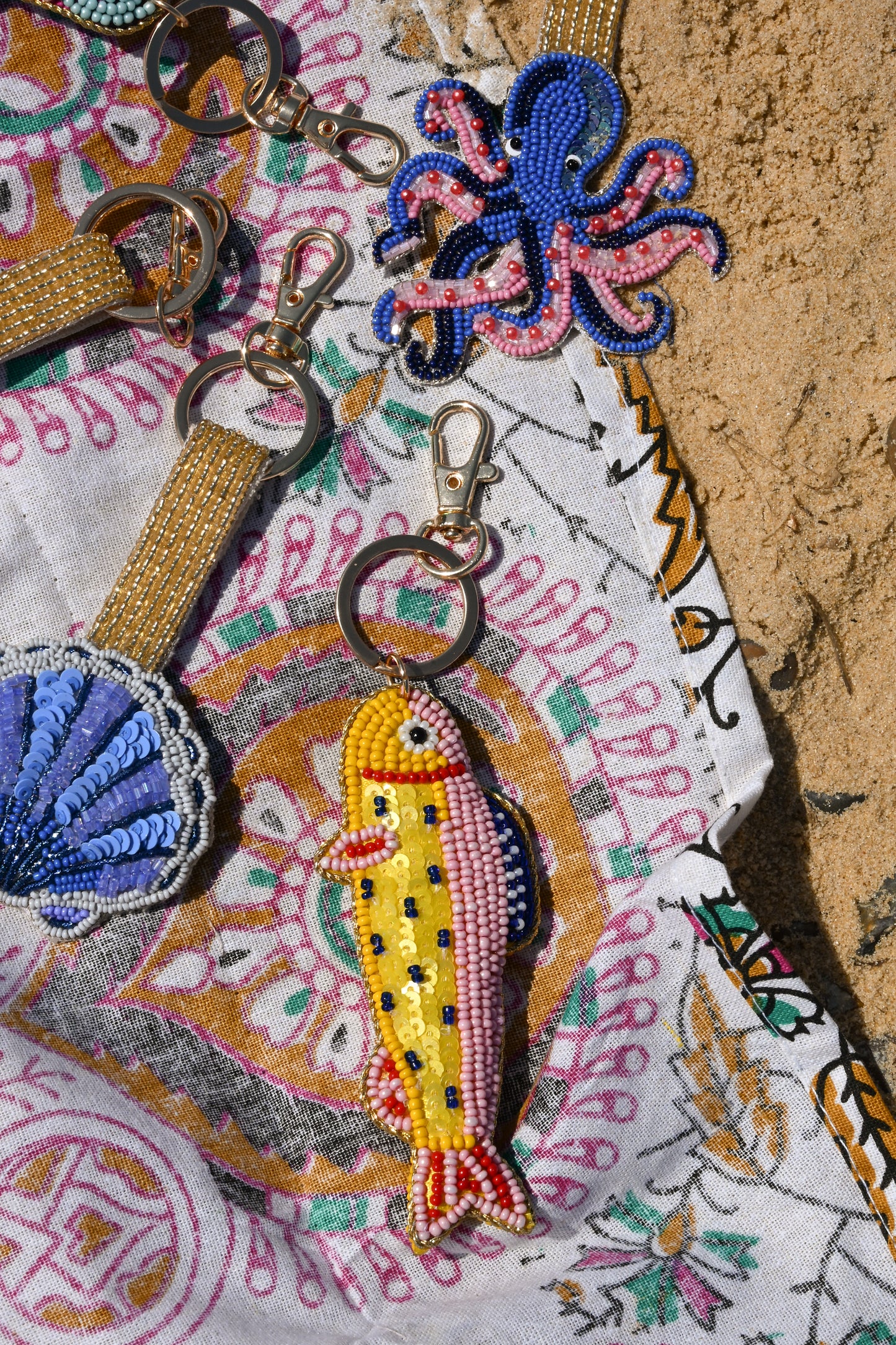 YELLOW AND PINK FISH KEYRING/BAG CHARM