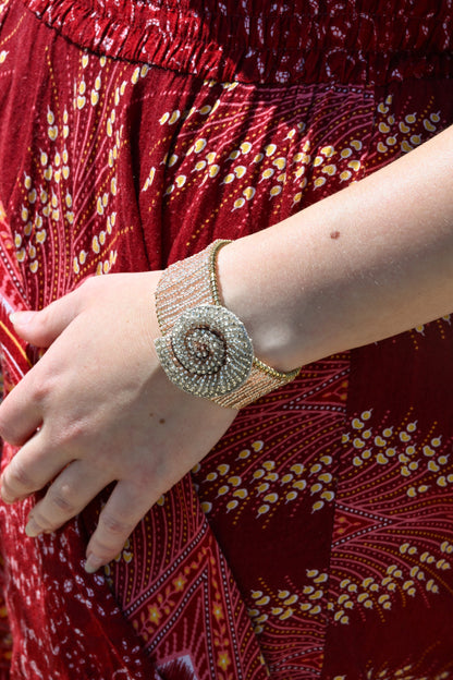 SWIRL SHELL BEADED CUFF