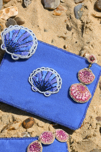 BLUE SHELL BROOCH