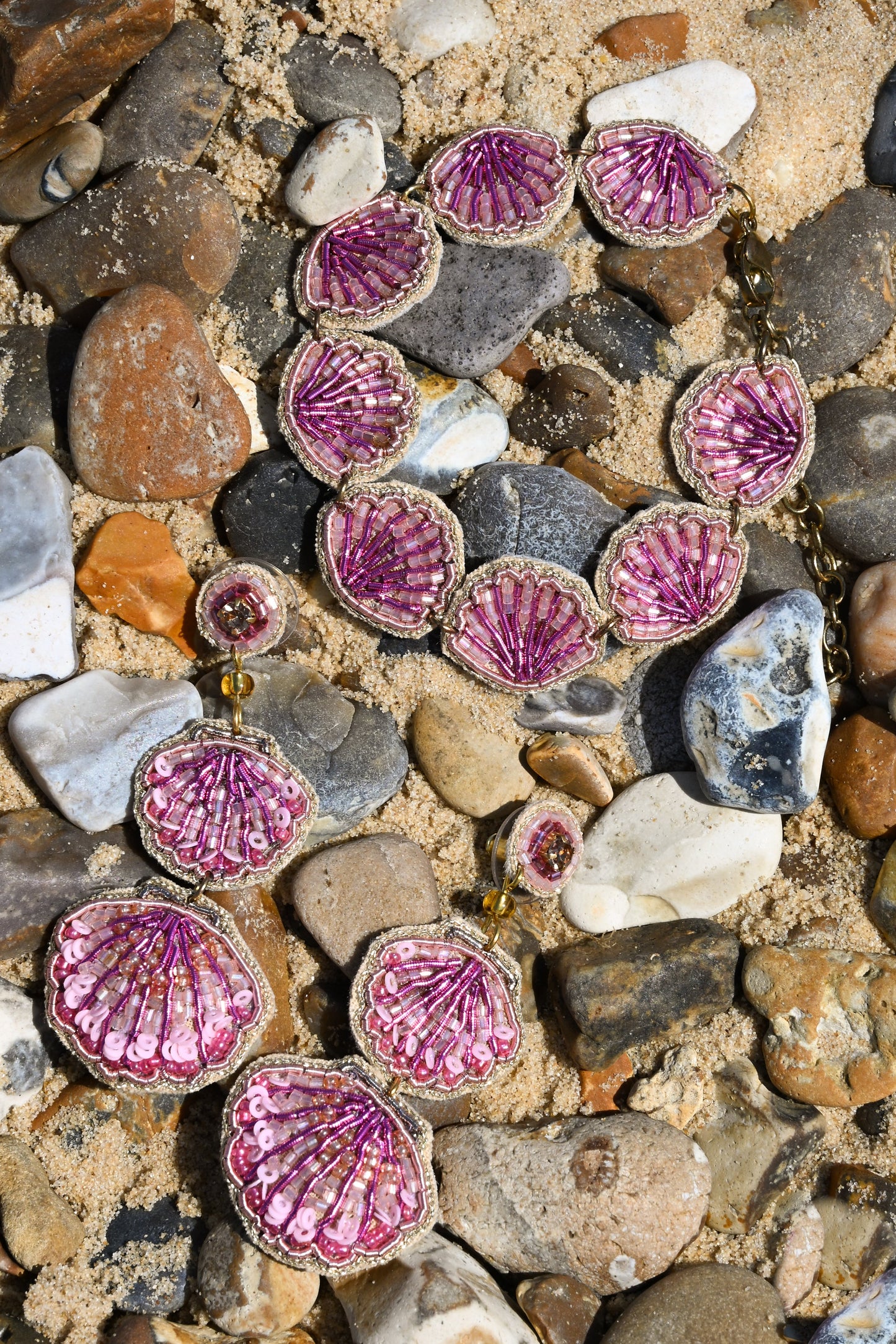 PINK DOUBLE DROP SHELL EARRINGS