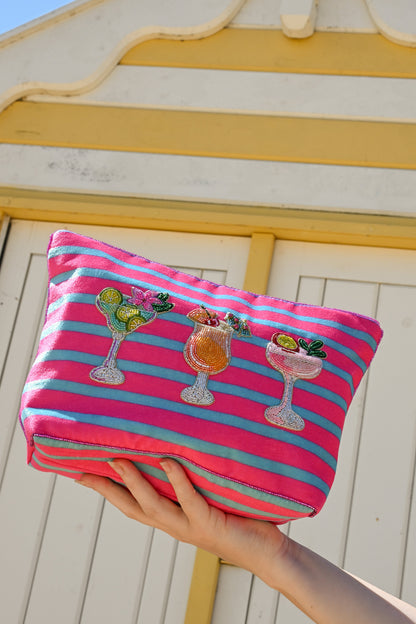 MULTI COCKTAIL LARGE POUCH ON STRIPE