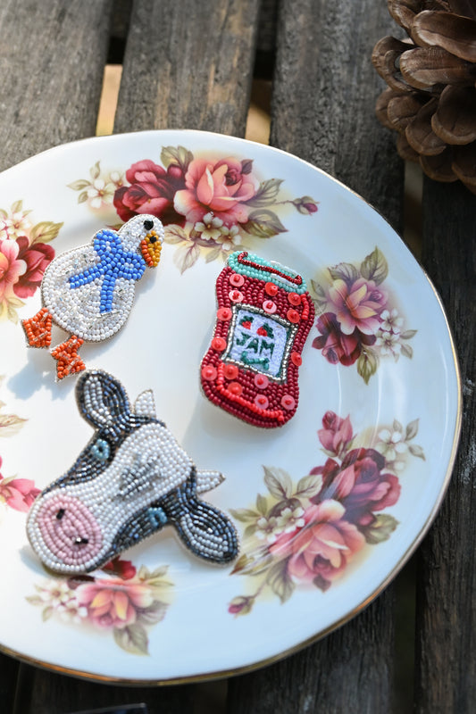 STRAWBERRY JAM JAR BROOCH