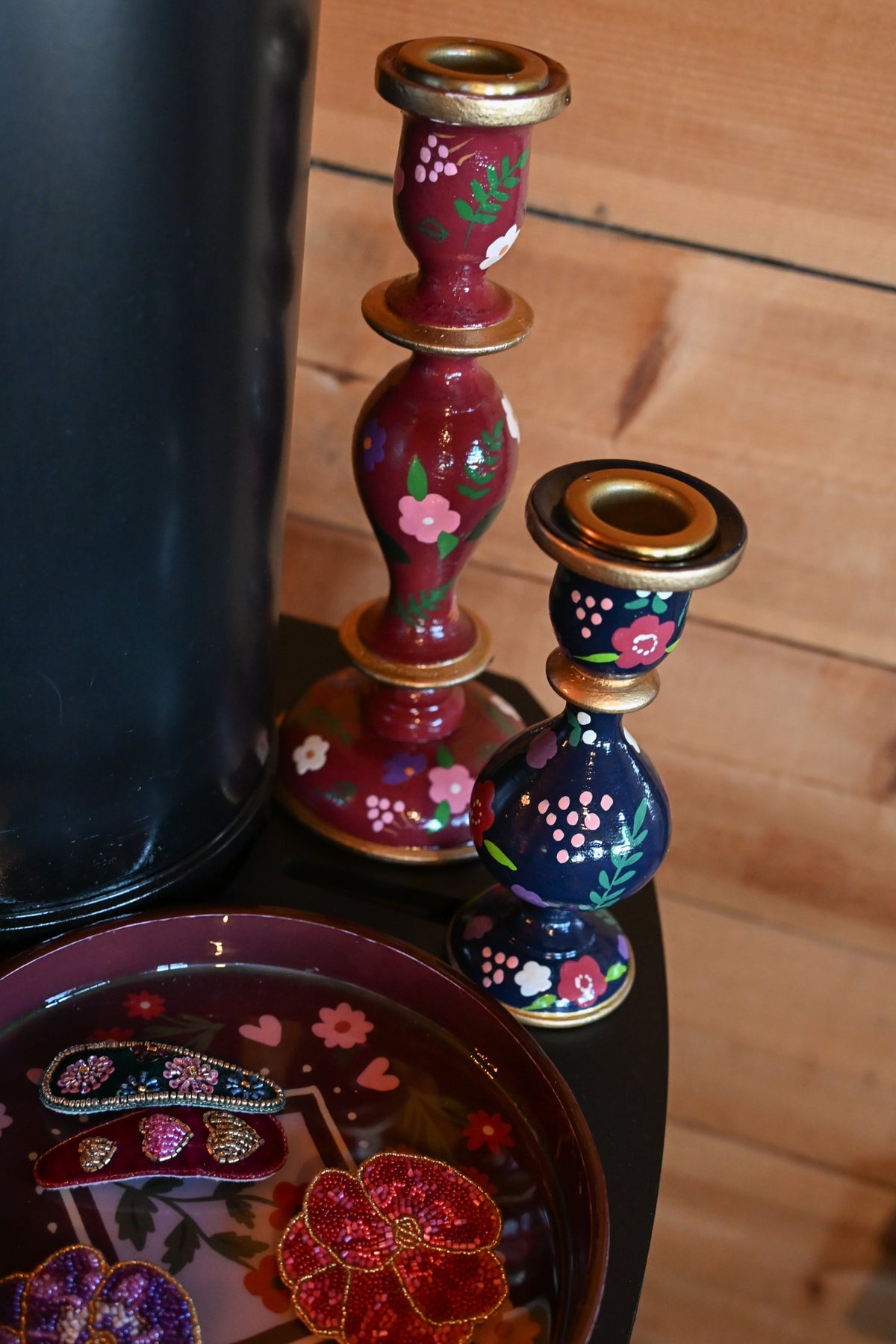 NAVY SMALL CANDLESTICK HOLDER