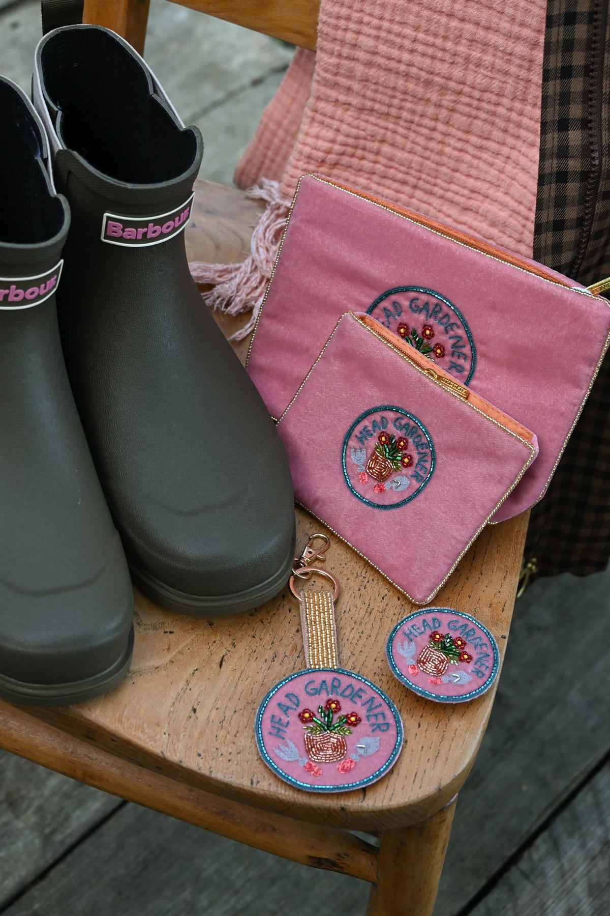 HEAD GARDENER ON PINK KEYRING