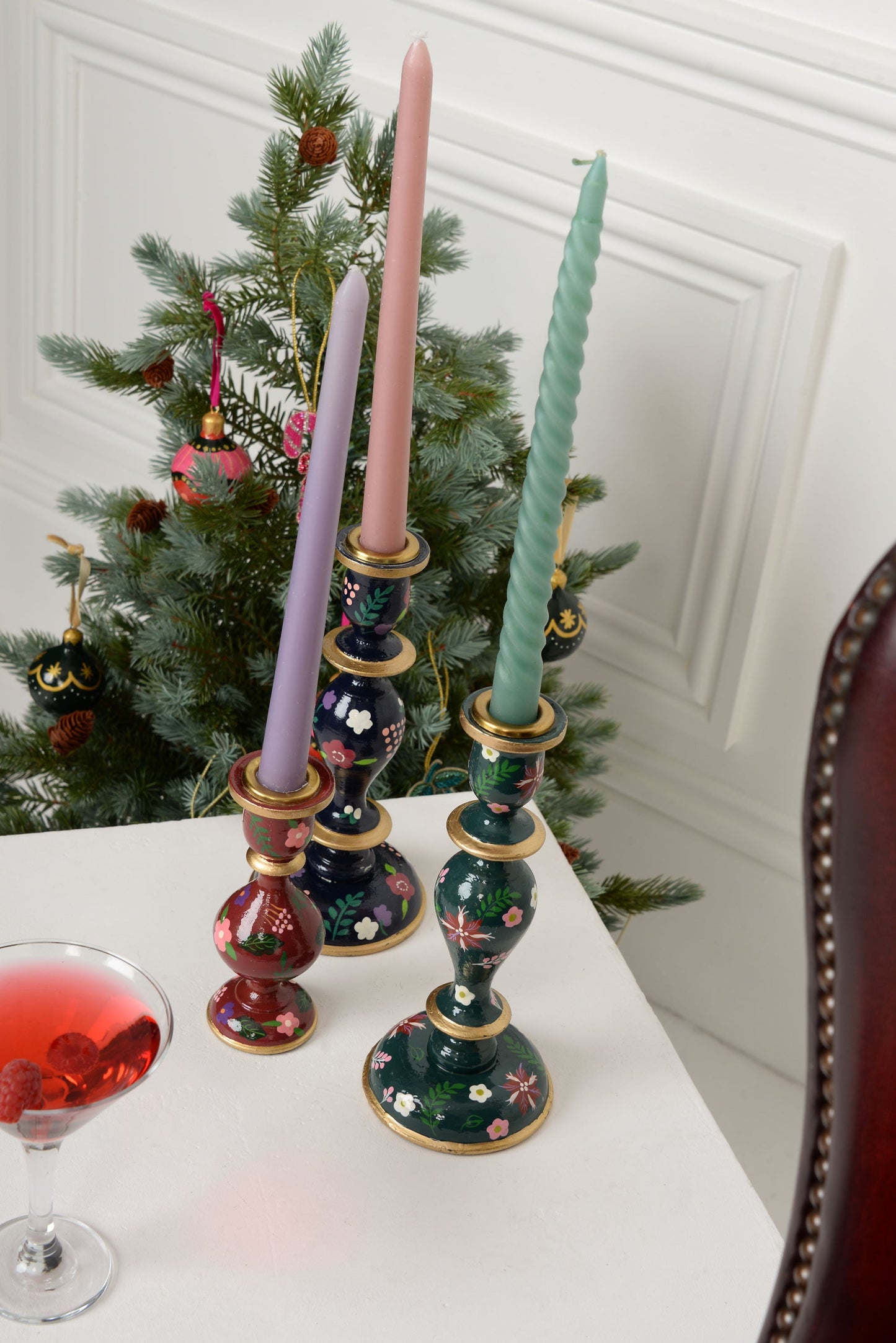 GREEN LARGE CANDLESTICK HOLDER