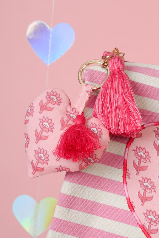 PINK TASSEL HEART KEYRING