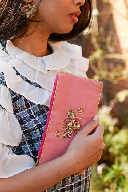 PINK FLOWER BEE MULTI USE POUCH
