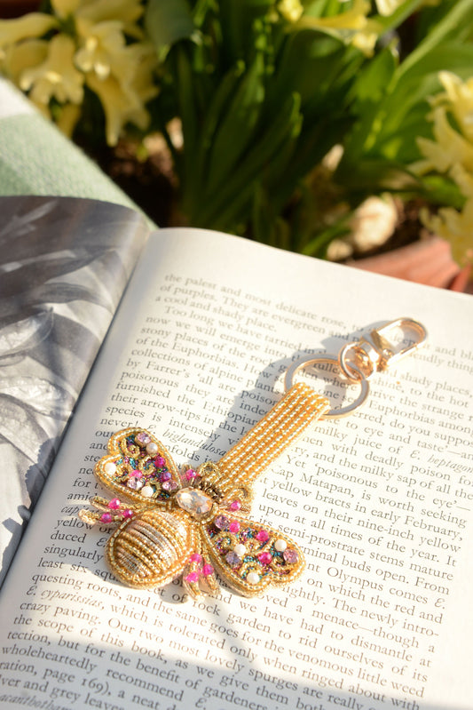PINK BEE KEYRING/BAG CHARM