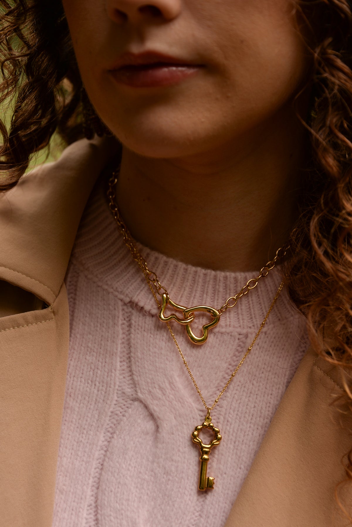 GOLD HEART CHUNKY CHAIN NECKLACE