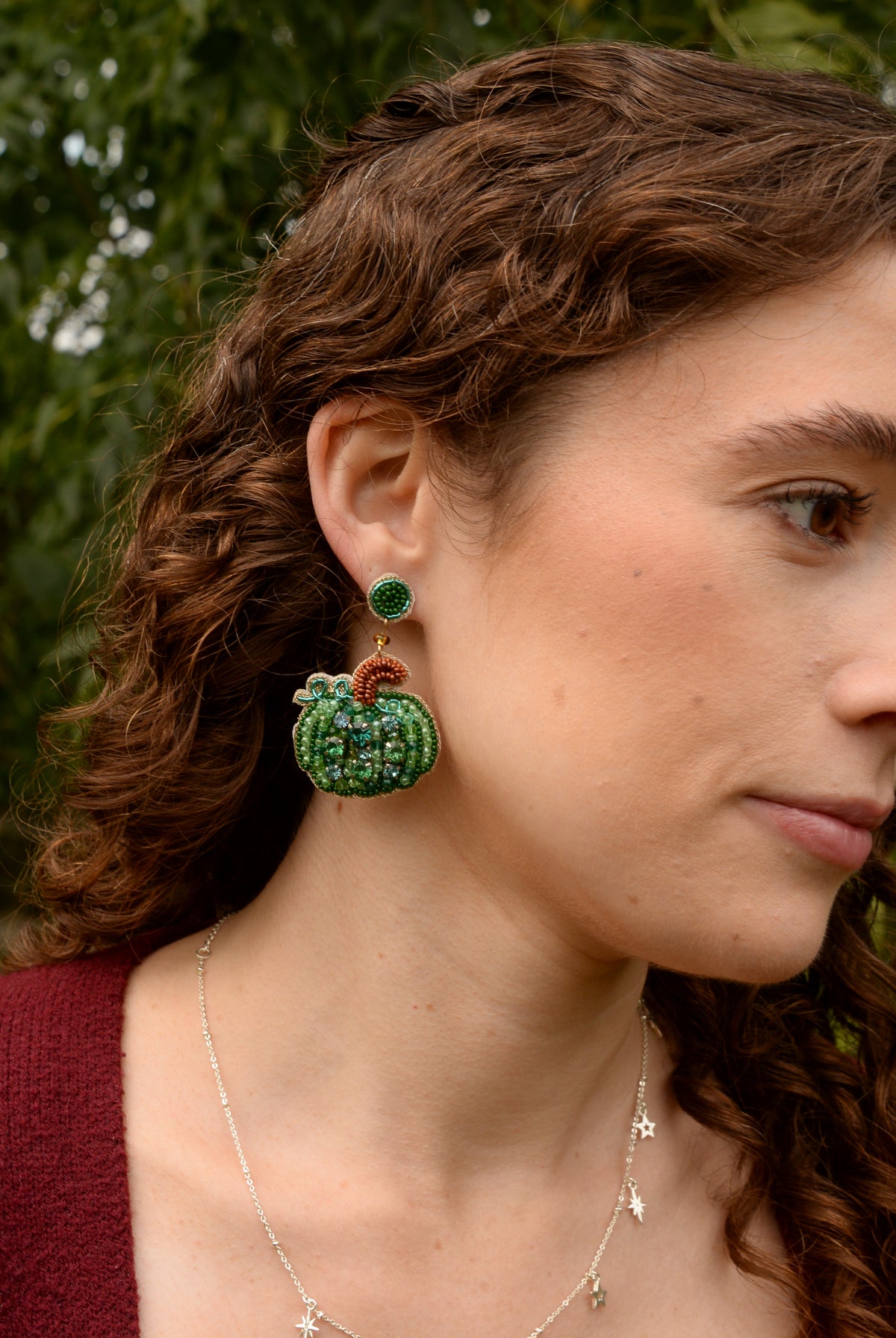 GREEN PUMPKIN EARRINGS