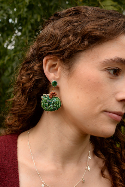 GREEN PUMPKIN EARRINGS