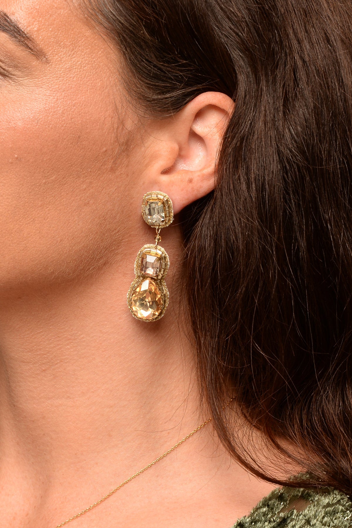 CHAMPAGNE TRIPLE DROP EARRINGS