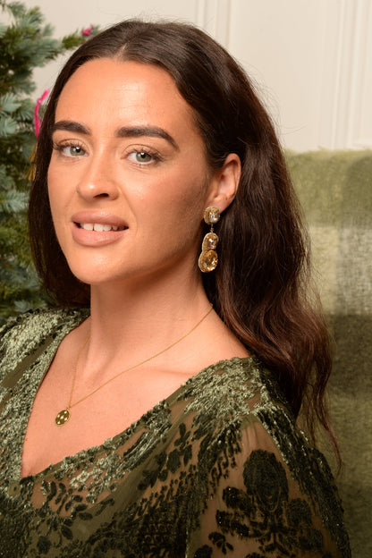 CHAMPAGNE TRIPLE DROP EARRINGS