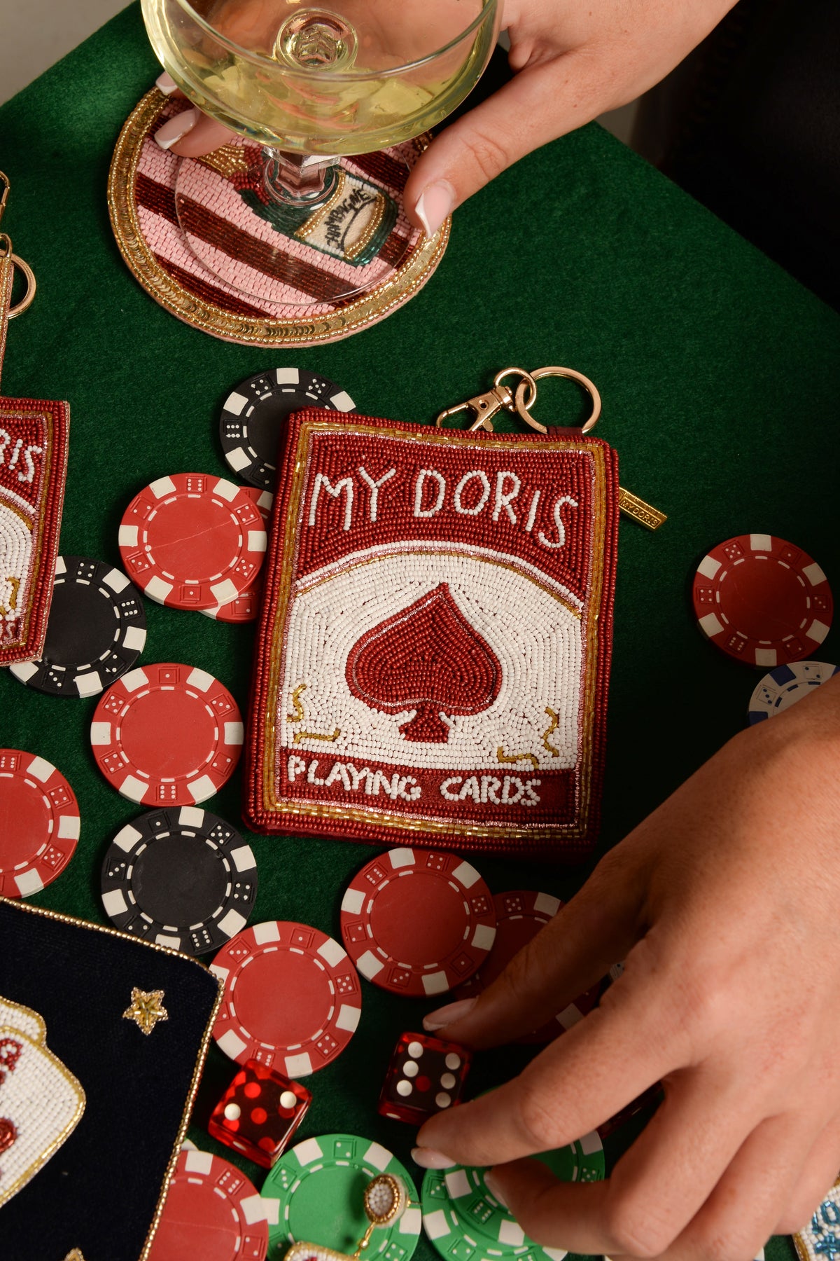 MY DORIS PLAYING CARDS BEADED POUCH