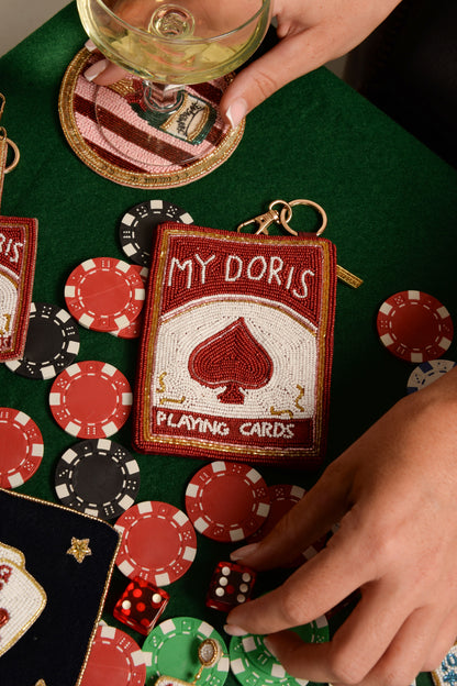 MY DORIS PLAYING CARDS BEADED POUCH