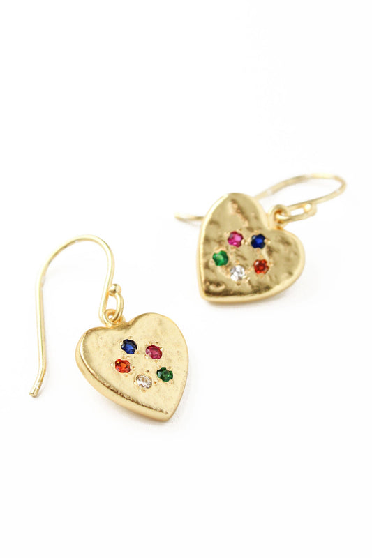 GOLD HEART GEM STUDDED HOOK EARRINGS (8011152687320)