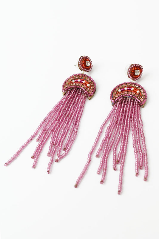 BEADED PINK JELLYFISH DROPS