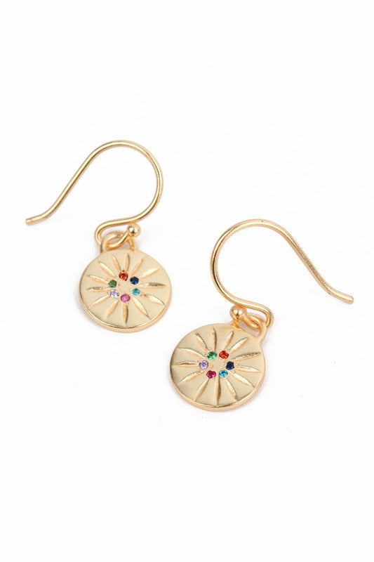 EARRING WITH MULTI CZ GOLD PLATED