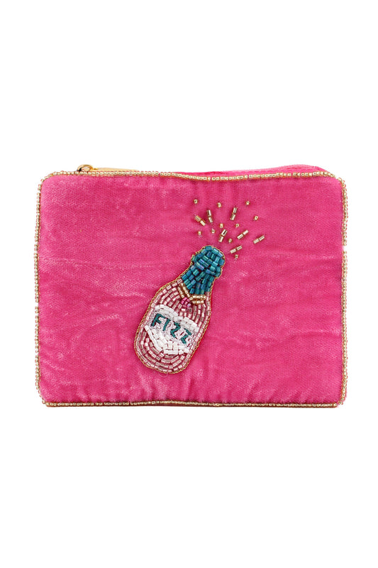 FIZZ BOTTLE ON PINK SMALL POUCH