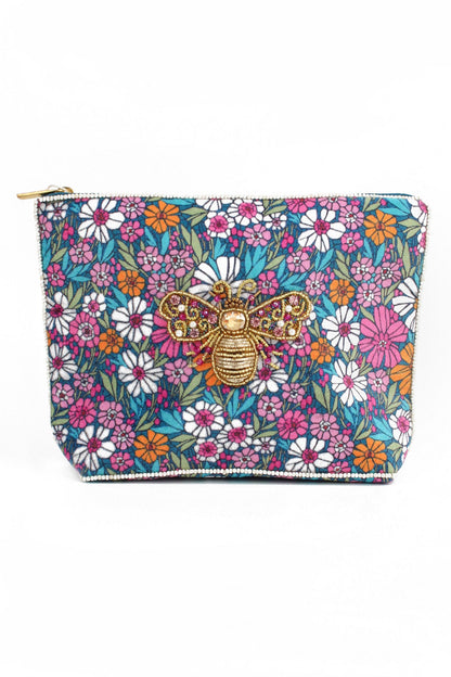 FLORAL PRINT BEE MEDIUM POUCH