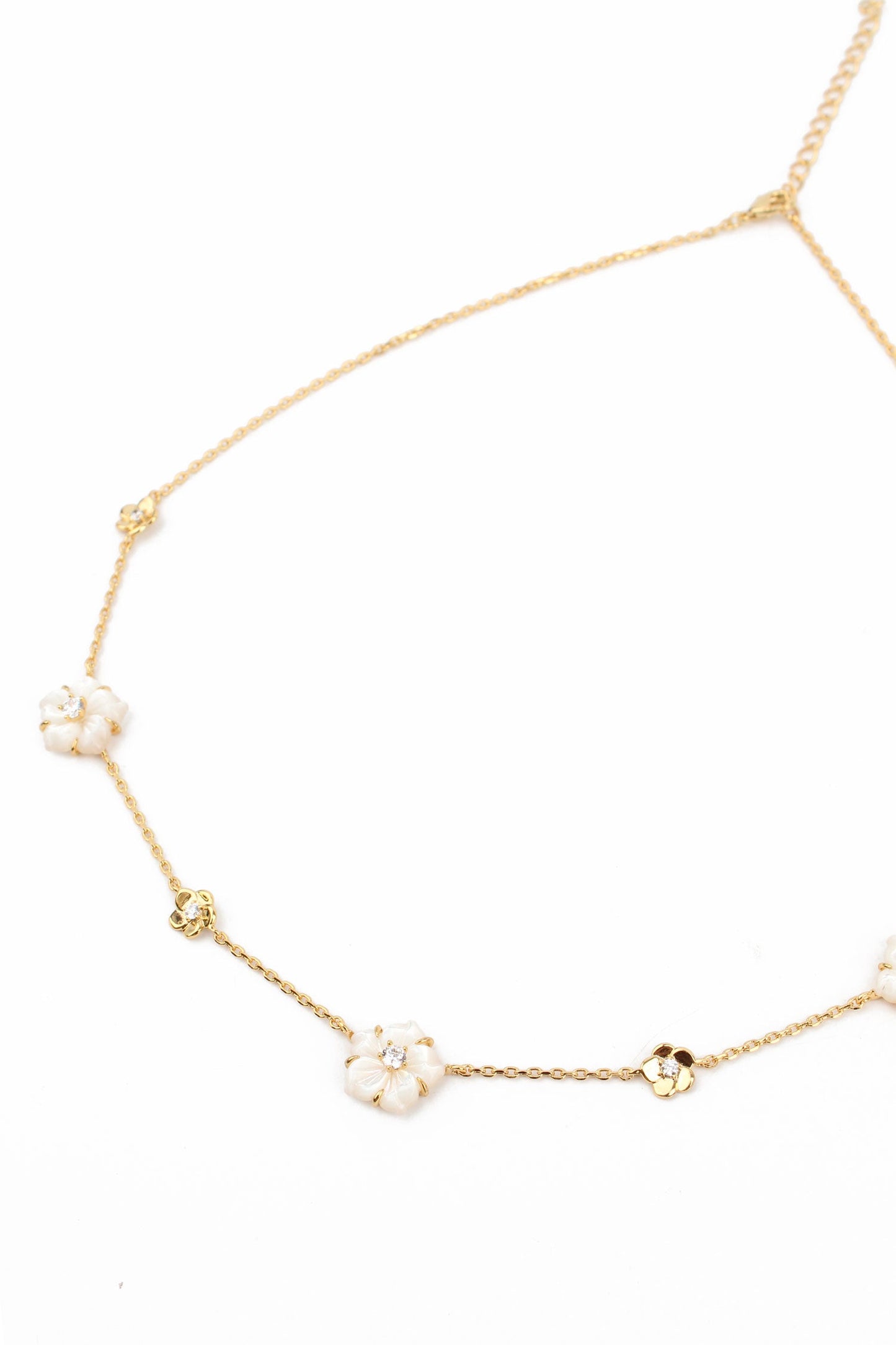 FLOWER PEARL CHARM NECKLACE