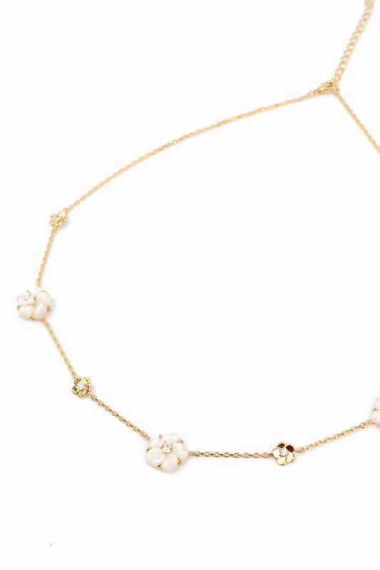 FLOWER PEARL CHARM NECKLACE