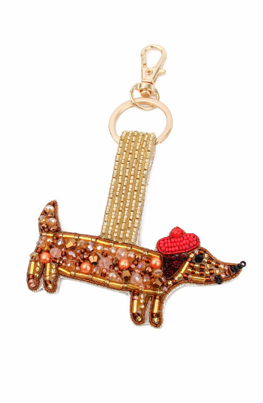 FRENCH SAUSAGE DOG KEYRING/BAG CHARM