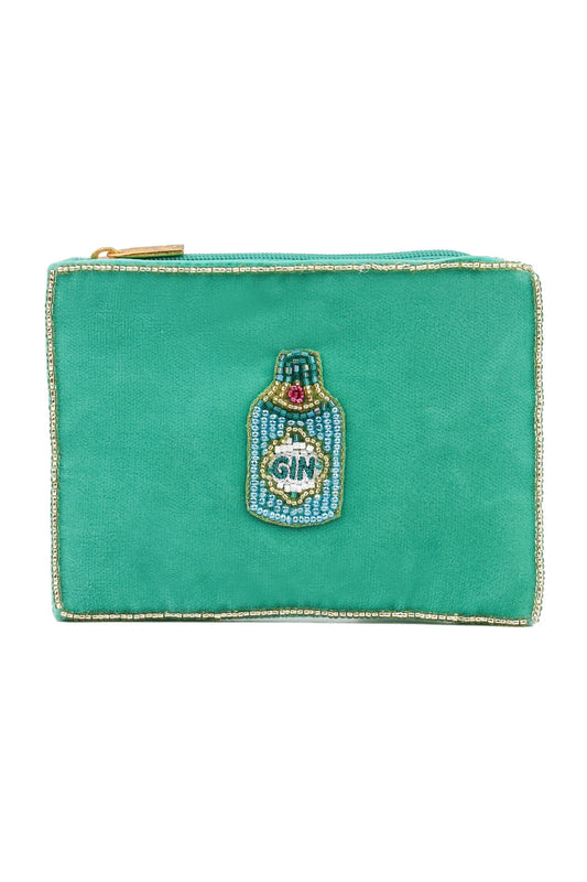 GIN BOTTLE ON GREEN SMALL POUCH