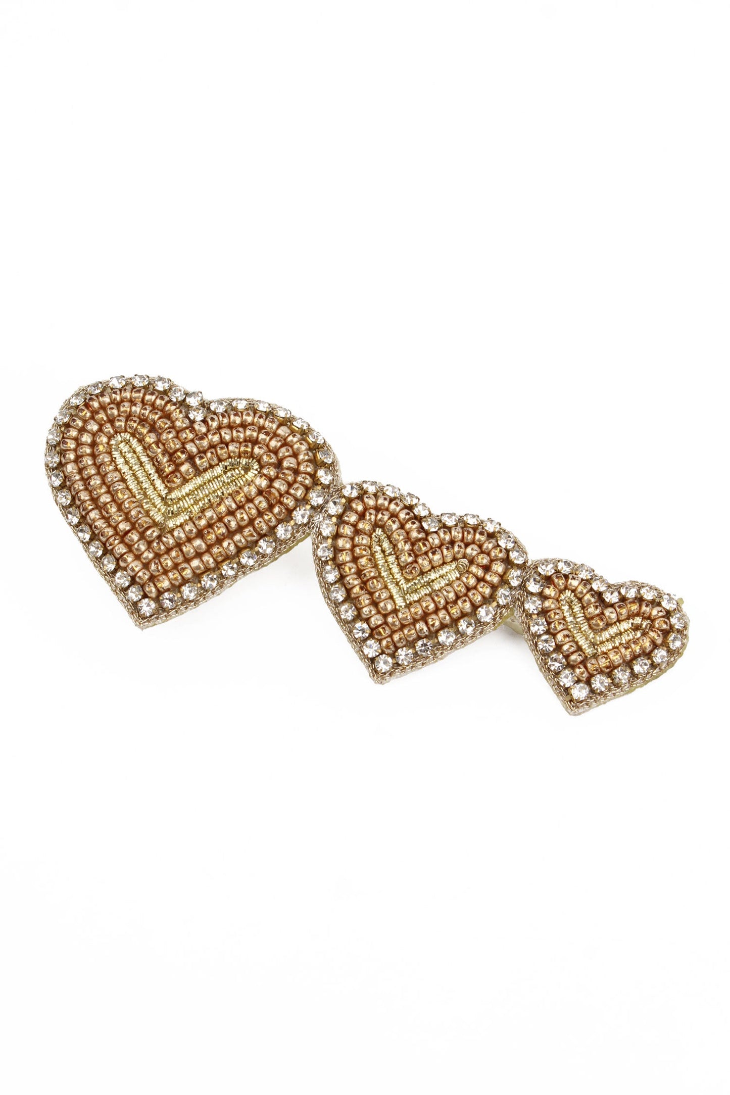 GOLD BEADED HEART HAIRCLIP
