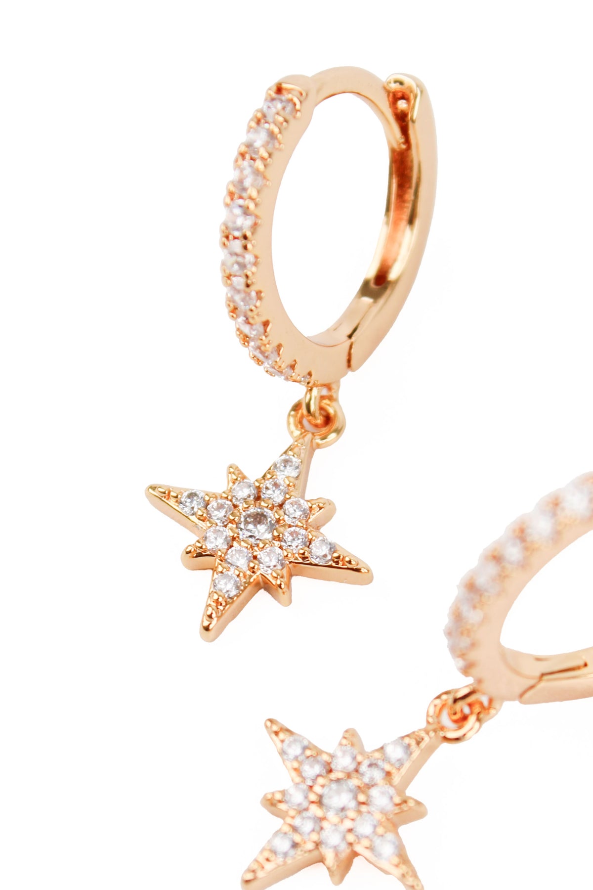 GOLD CZ STAR HUGGIE EARRINGS