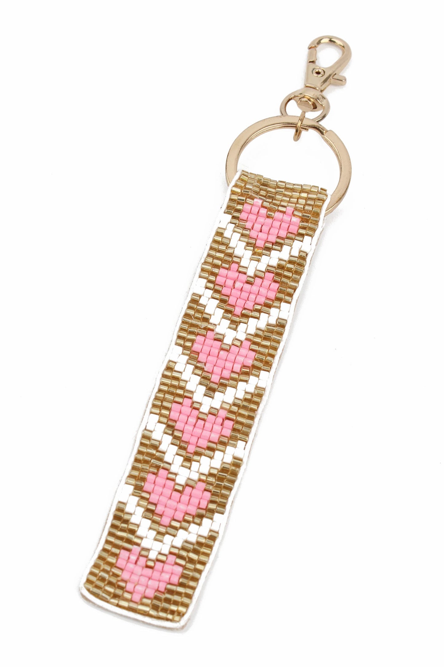 GOLD PINK HEART KEYRING/BAG CHARM