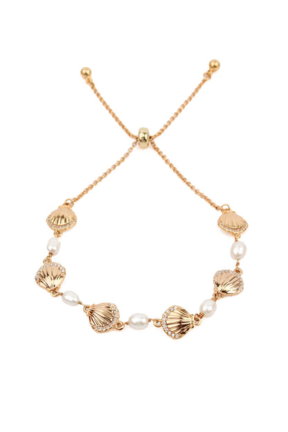GOLD SHELL AND PEARL BRACELET