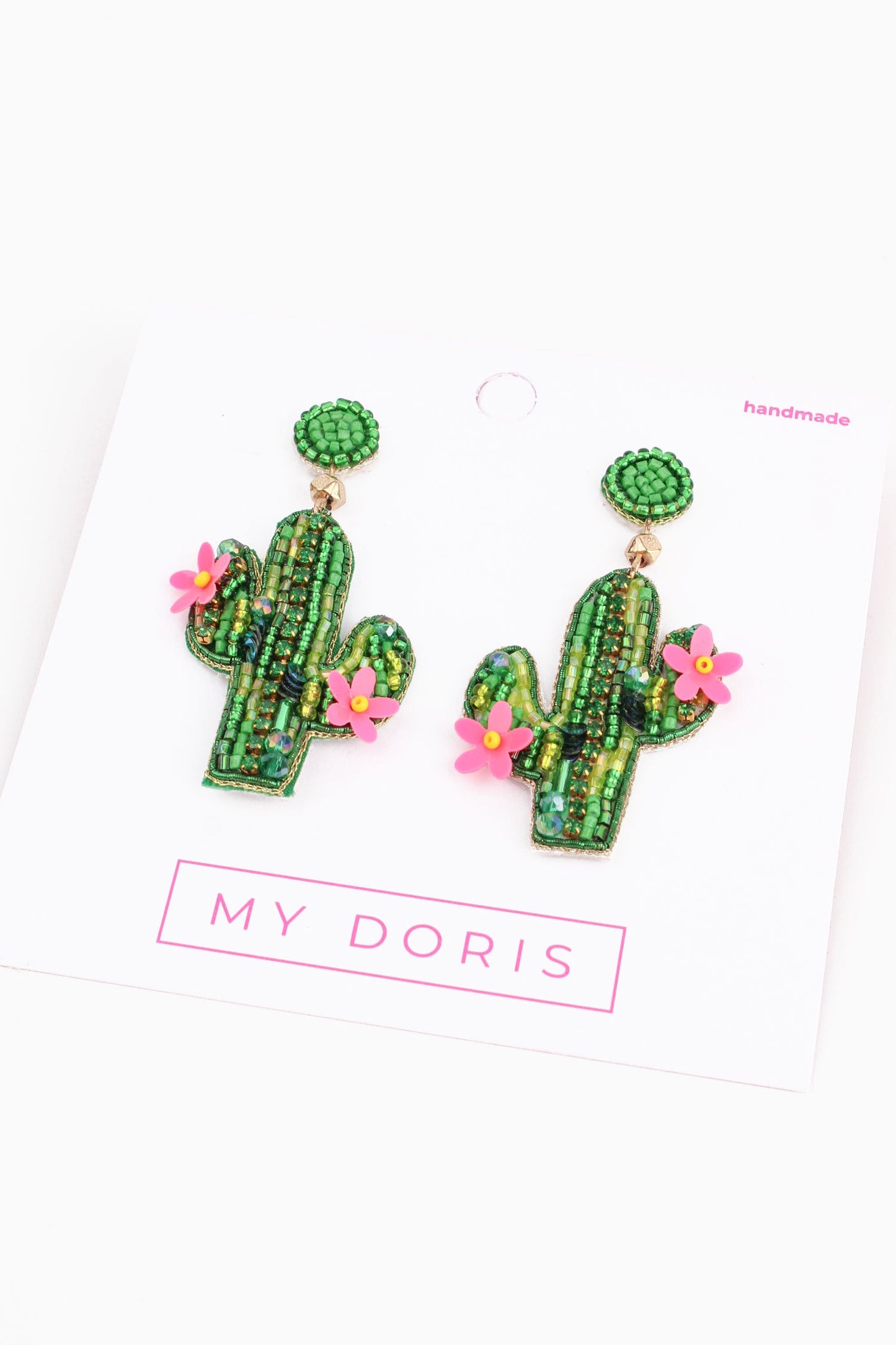 GREEN AND PINK CACTUS EARRINGS
