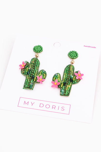 GREEN AND PINK CACTUS EARRINGS