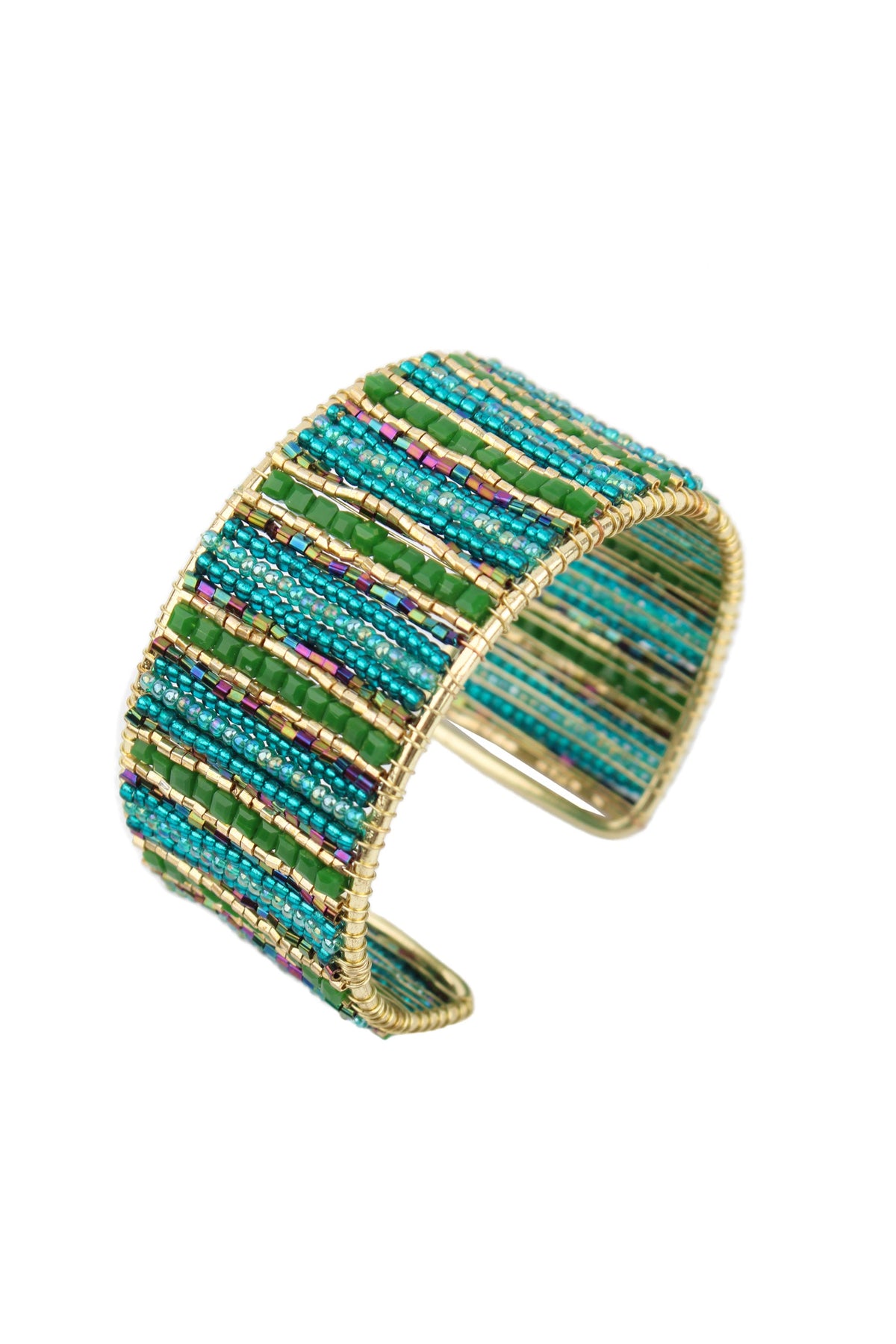 GREEN BEADED CUFF