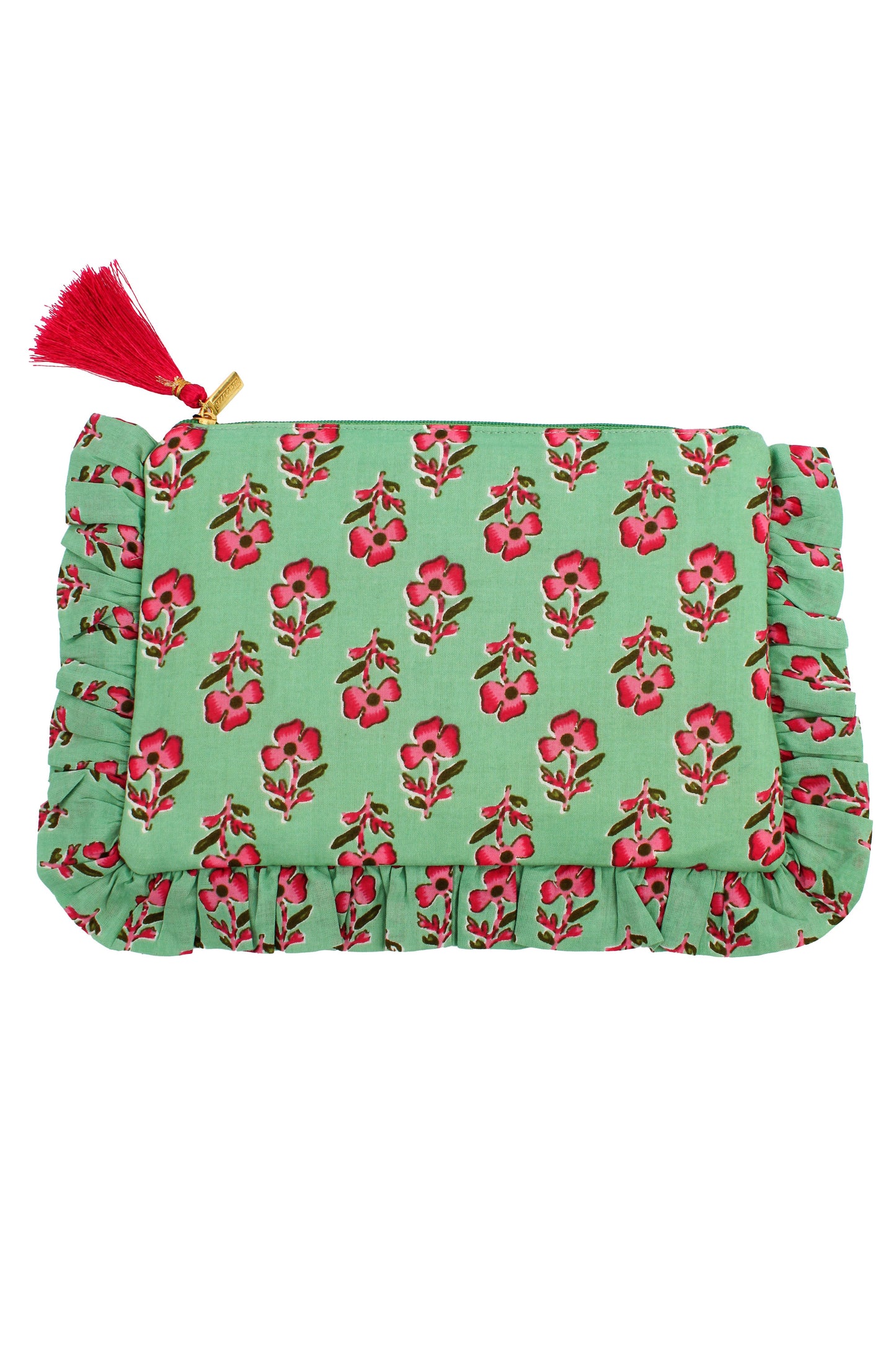 GREEN FRILL POUCH