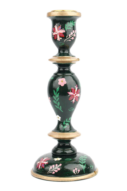 GREEN LARGE CANDLESTICK HOLDER