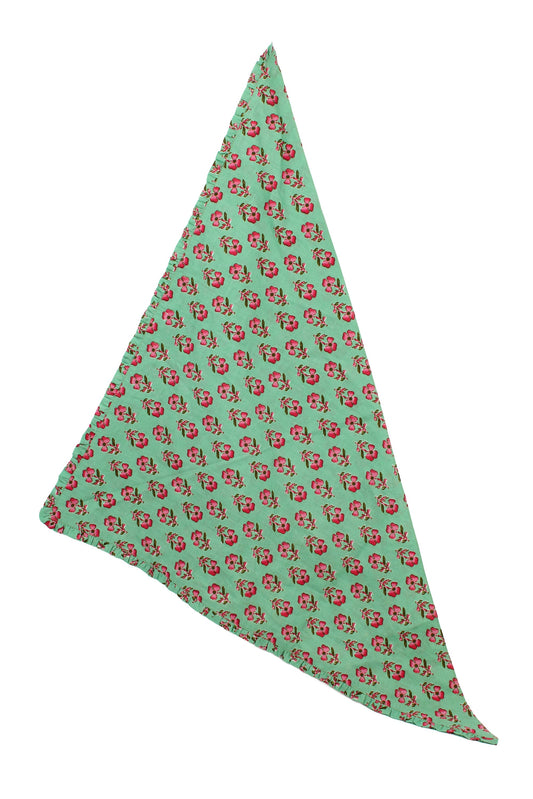 GREEN PRINT FRILL SCARF