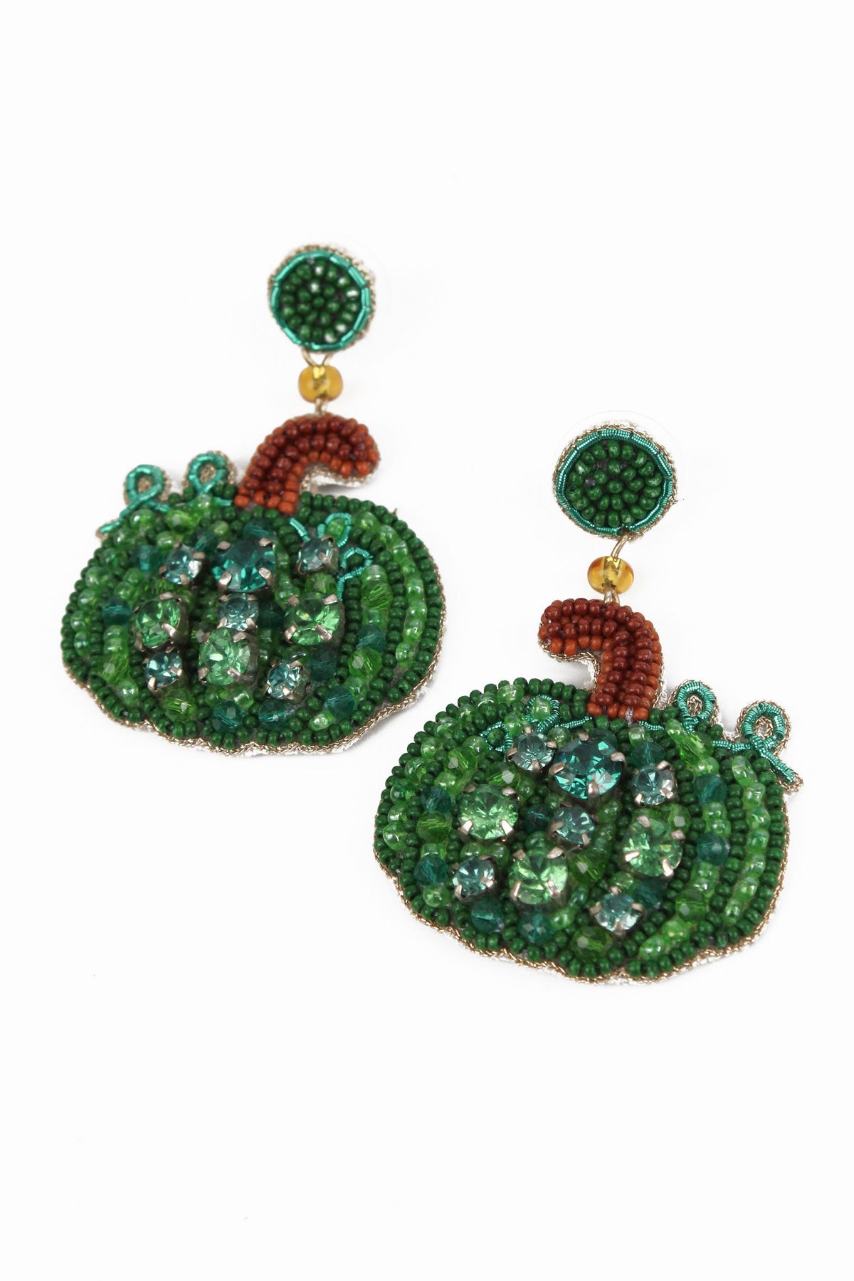 GREEN PUMPKIN EARRINGS