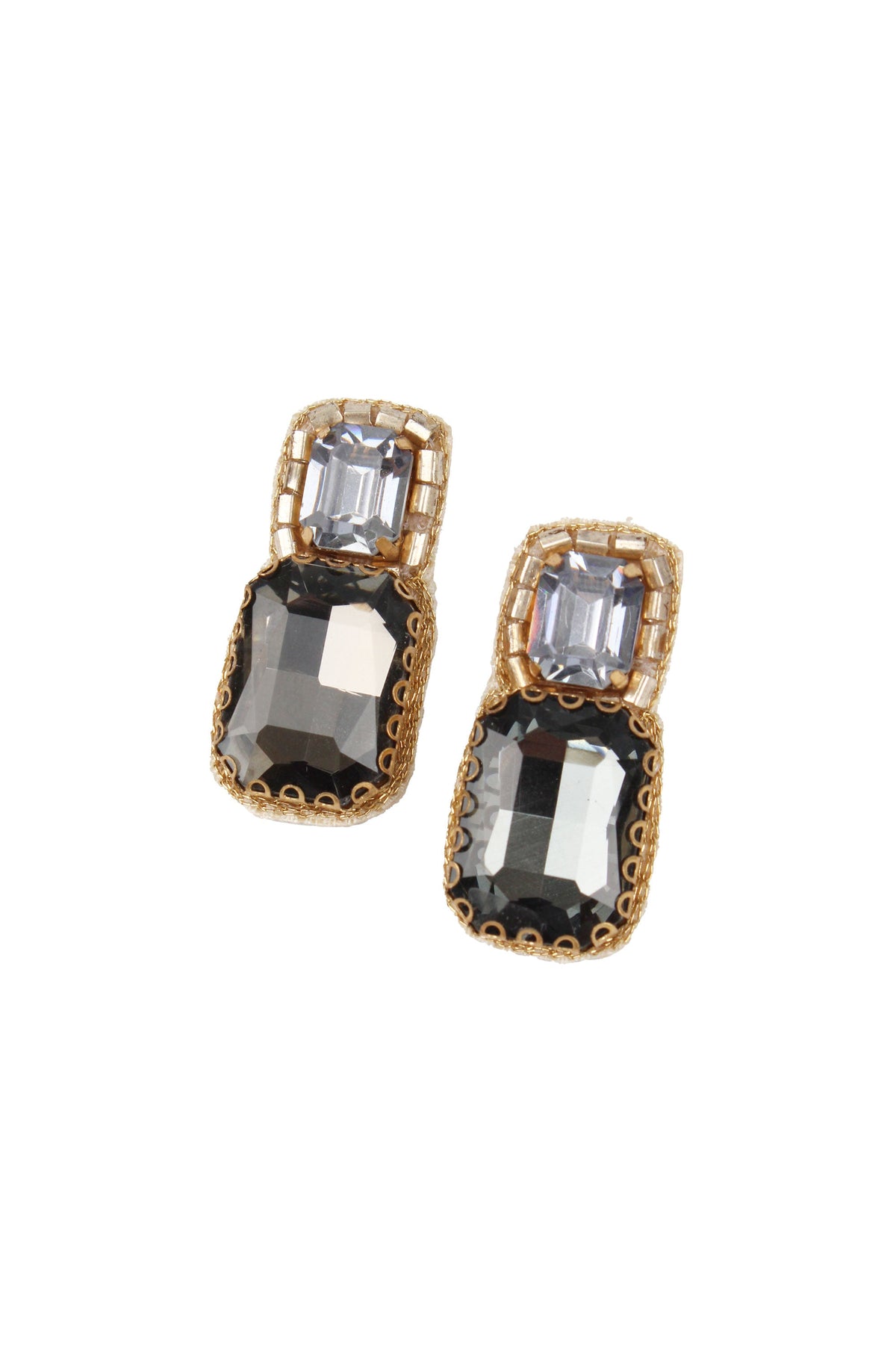 GREY DOUBLE DROP EARRINGS